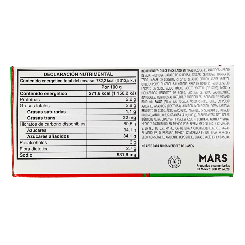 tiras de goma de sandía acompañadas de chamoy skwinkles salsagheti mars