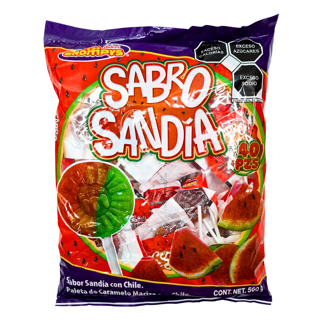 paleta de caramelo macizo sabor sandia echilada