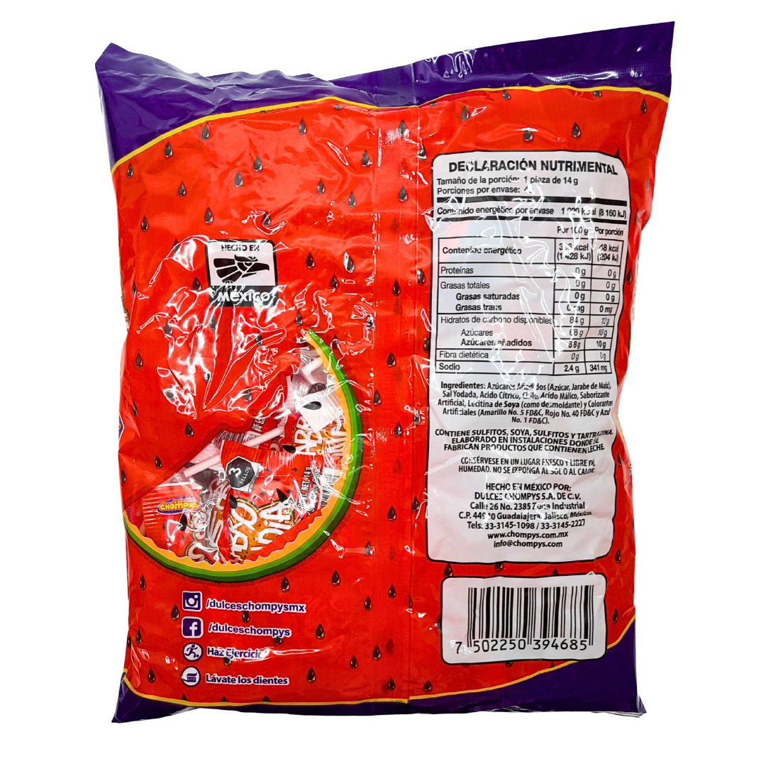paleta de caramelo macizo sabor sandia echilada