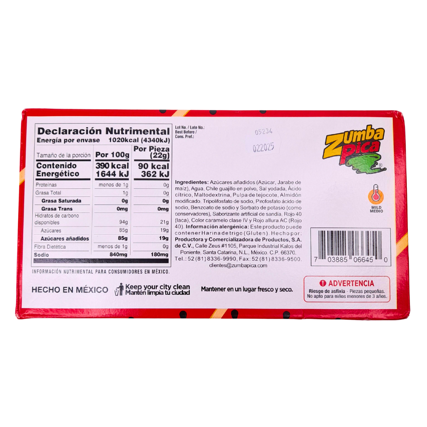 Zumba Rica Paleta Sandía Caramelo 12pz