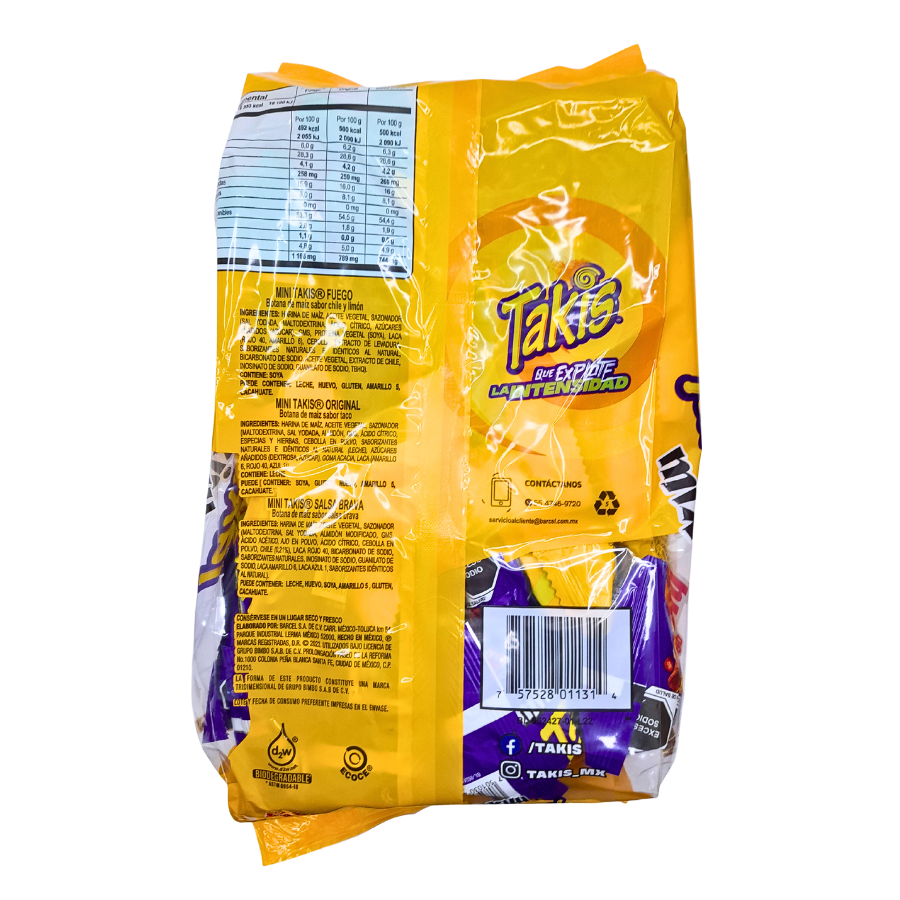 mezcla de botanas takis de barcel original salsa brava y flamin hot