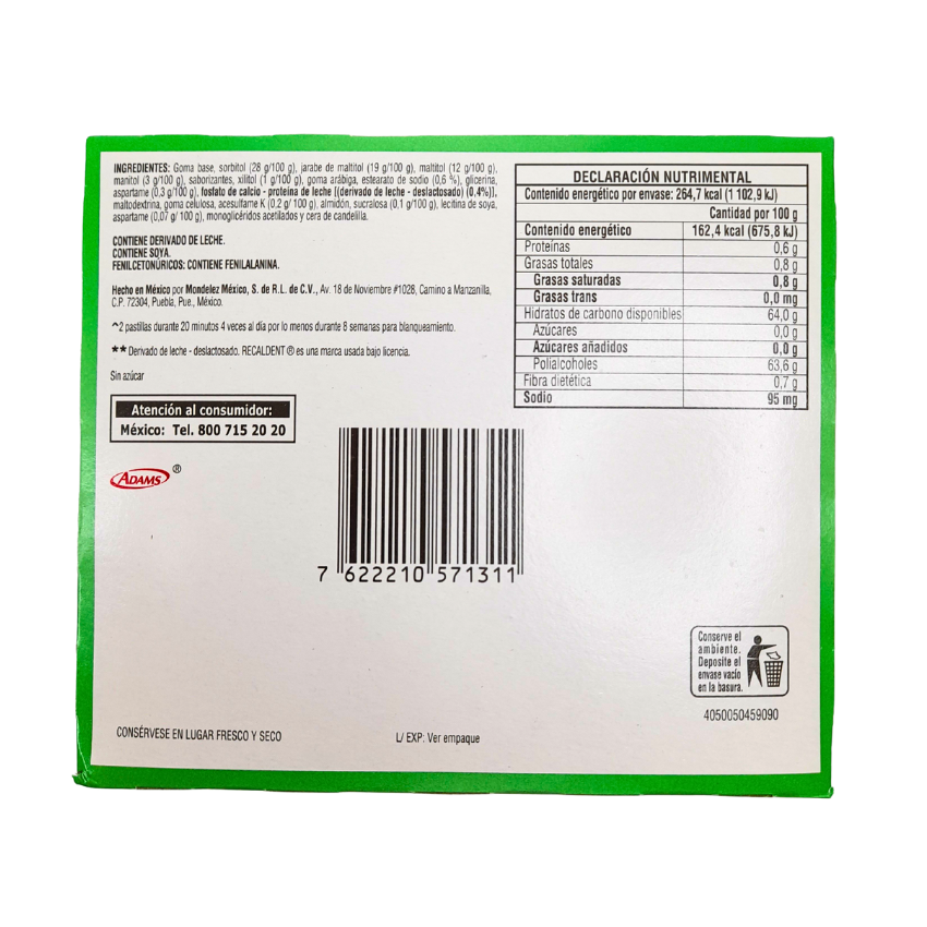 Adams Trident Xtra Care Yerbabuena 12 Piezas