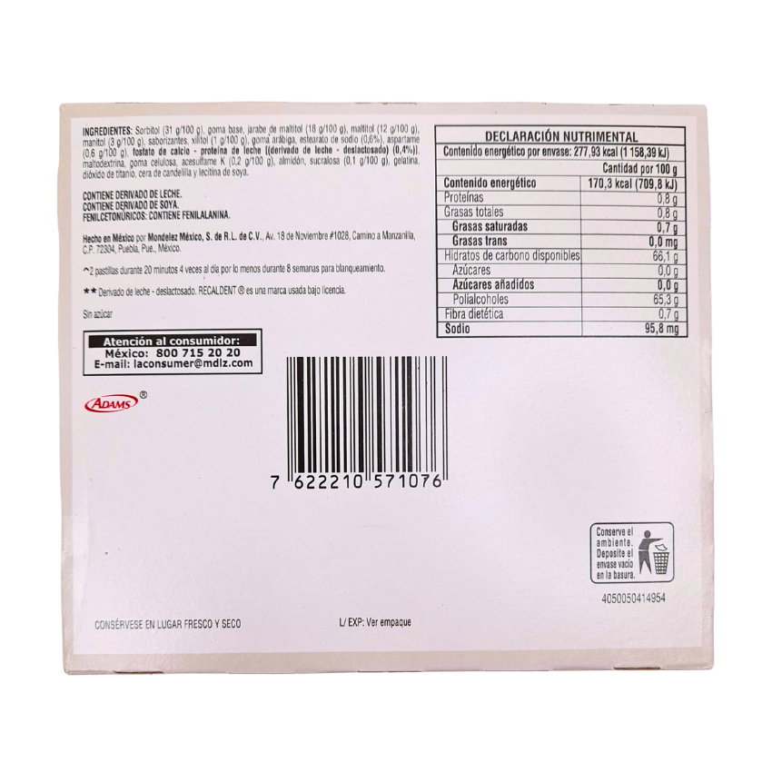 Adams Trident Xtra Care Menta Extra Strong 12 Piezas