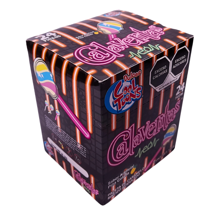 Cool Paleta Calaveritas Neón 24pz