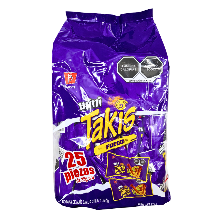 botana de maíz espolvoreado con sabor chile y limón fuego takis barcel