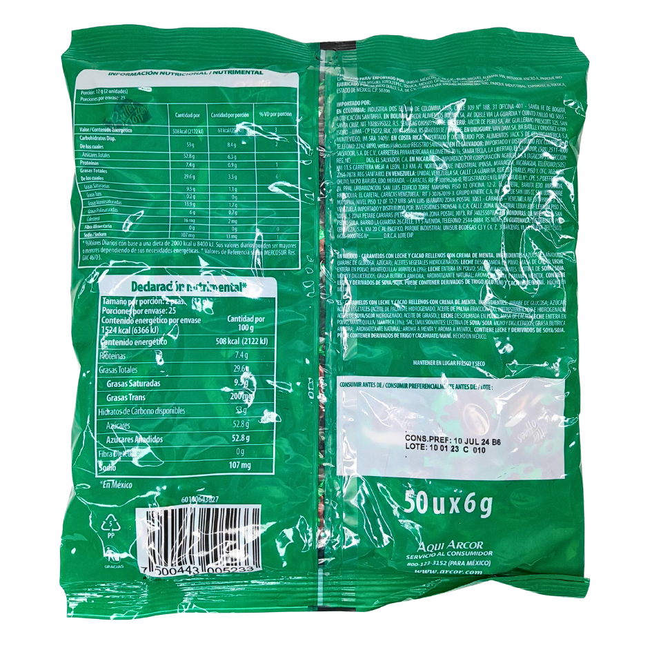 caramelo selecto cremoso con sabor chocomenta butter toffees arcor