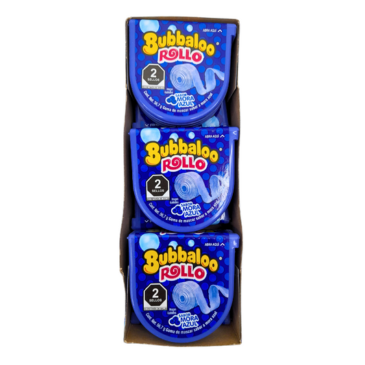Adams Chicle Bubbaloo Rollo Mora Azul 6 Piezas