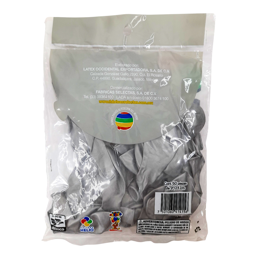 Globo Metálico Plateado #9 50pz