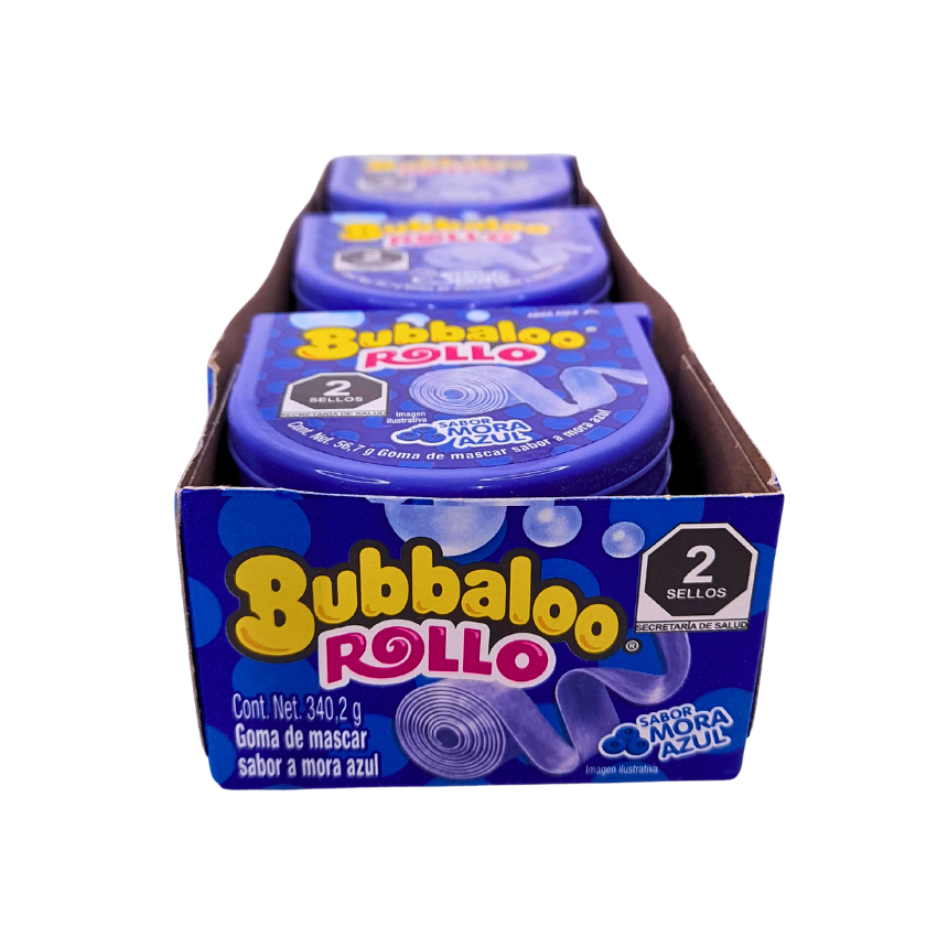 Adams Chicle Bubbaloo Rollo Mora Azul 6 Piezas