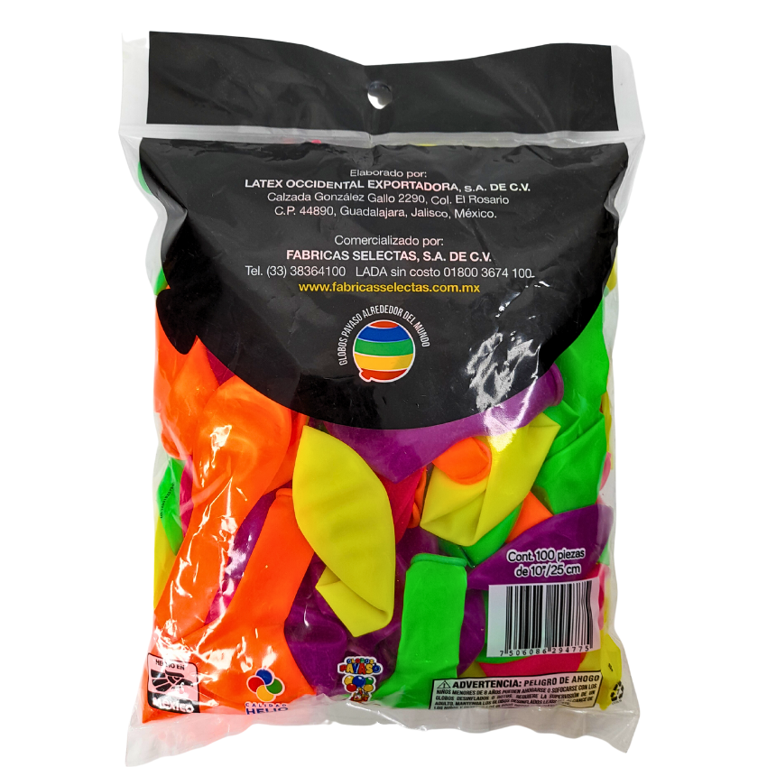 Fasec Globo Decorador Colores Neón #10 100pz