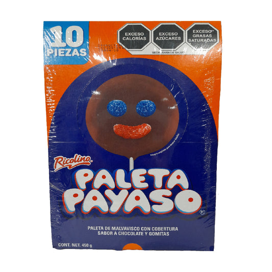paleta payaso ricolino malvavisco cubierto con chocolate con gomitas de grenetina