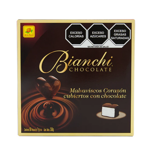 malvavisco bianchi con forma de corazon cubierto de chocolate