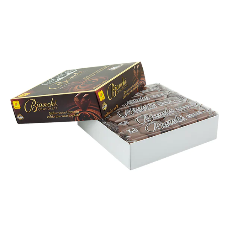 malvavisco bianchi con forma de corazon cubierto de chocolate