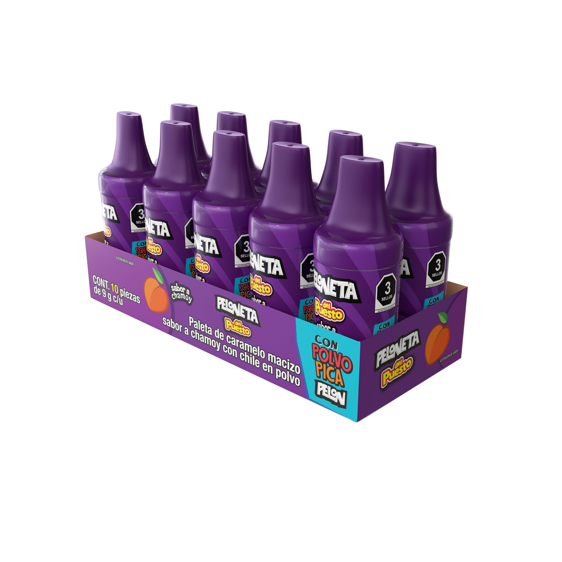 paleta de caramelo macizo con polvo picante peloneta del puesto