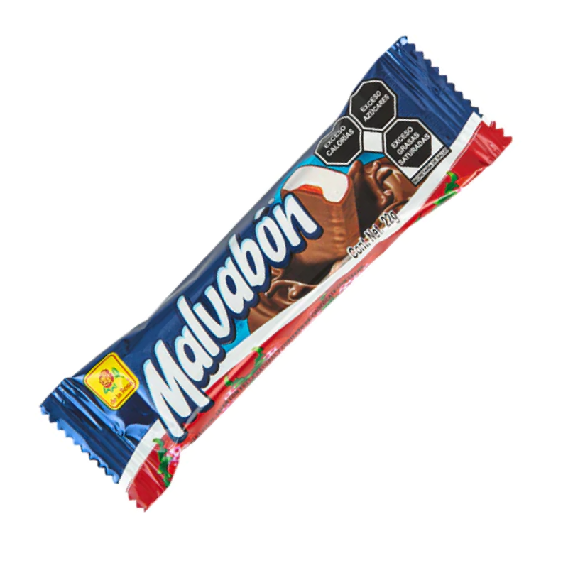 Barra de malvavisco rellena de jalea sabor fresa y cubierta de chocolate