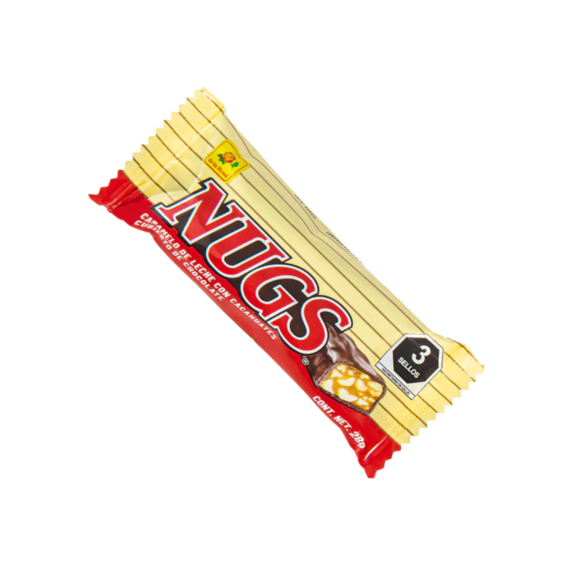 Chocolate nugs relleno con nougat de caramelo y cacahuate