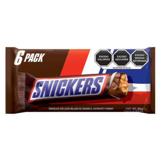 barra de chocolate Snickers de mars rellena de caramelo, cacahuate y nougat