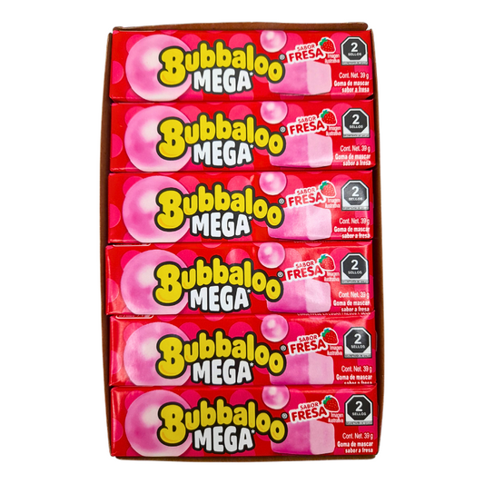 Adams Bubbaloo Chicle Mega Fresa 18 Piezas