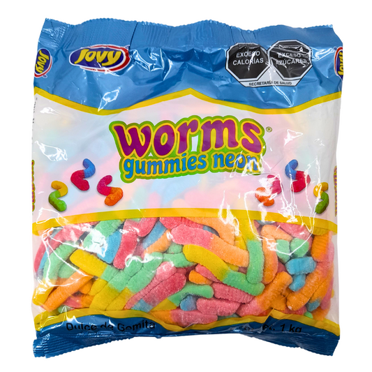 Jovy Candy Gomita Worms Gummies Neón 1kg