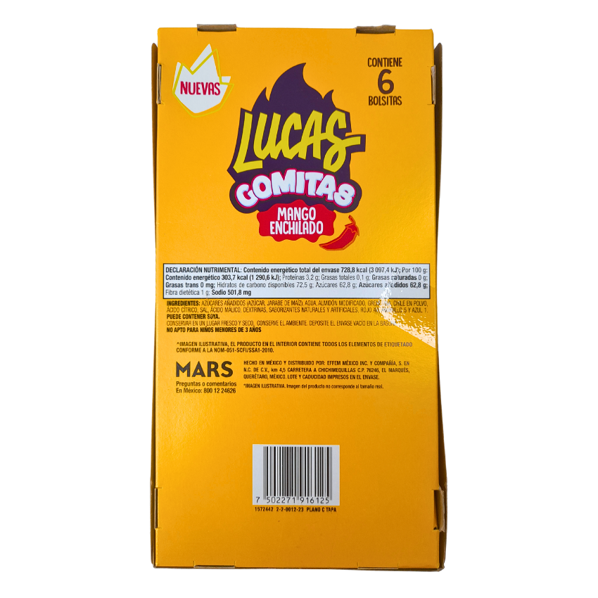 Mars Lucas Gomitas Mango Enchilado 6pz 40gr