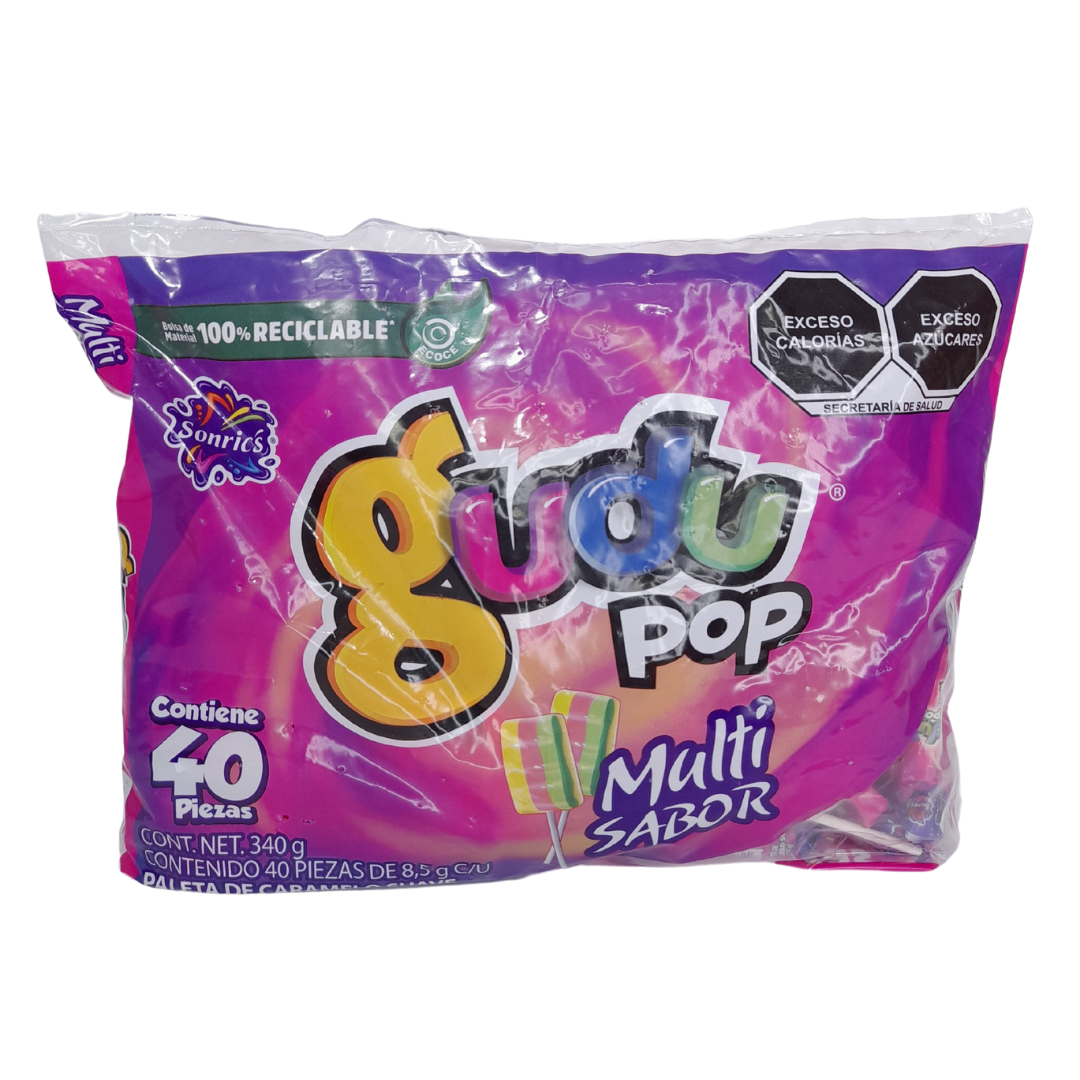 paleta de caramelo suave multisabor  gudu pop sonrics