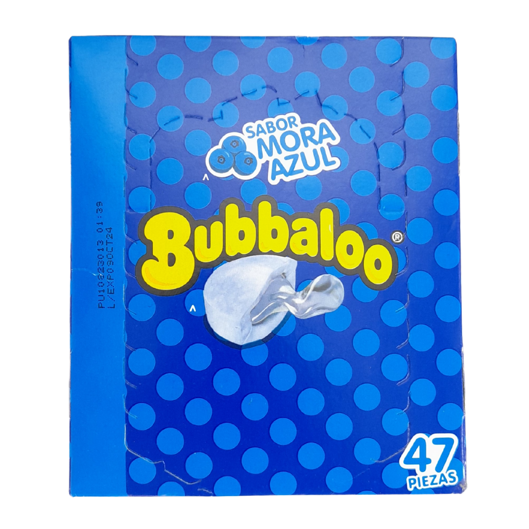 goma de mascar rellena con jalea sabor mora azul bubbaloo adams