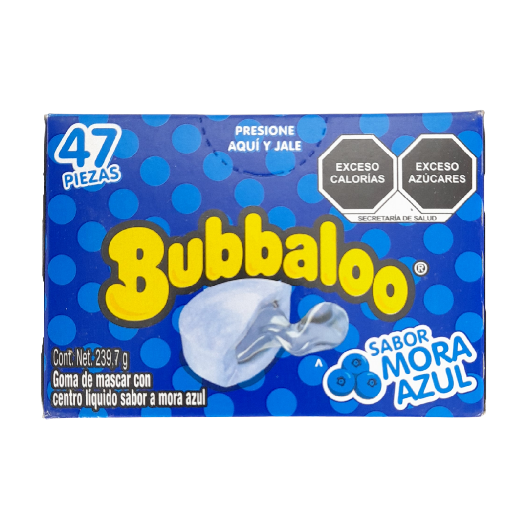 goma de mascar rellena con jalea sabor mora azul bubbaloo adams