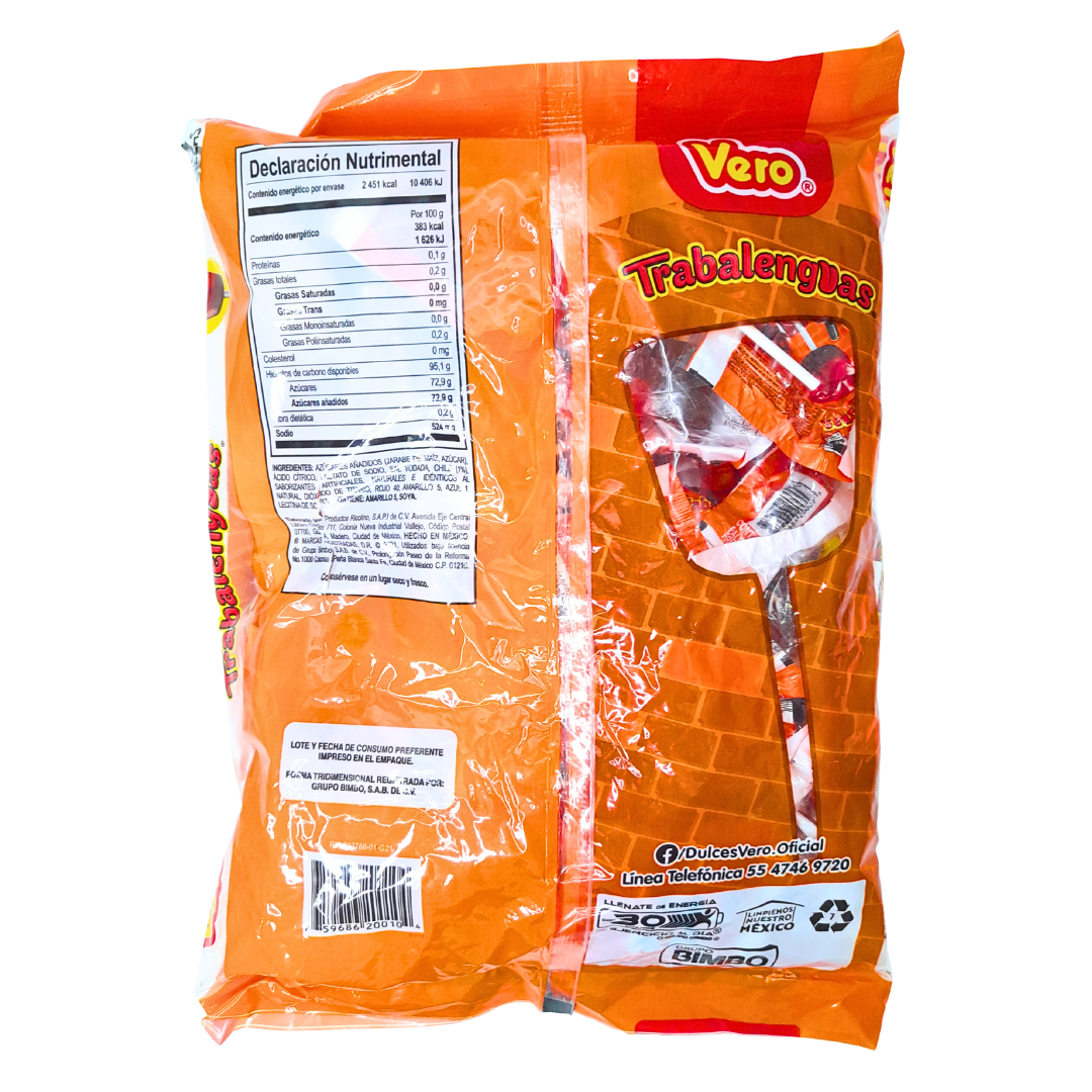 paleta de caramelo macizo sabor chamoy trabalenguas vero