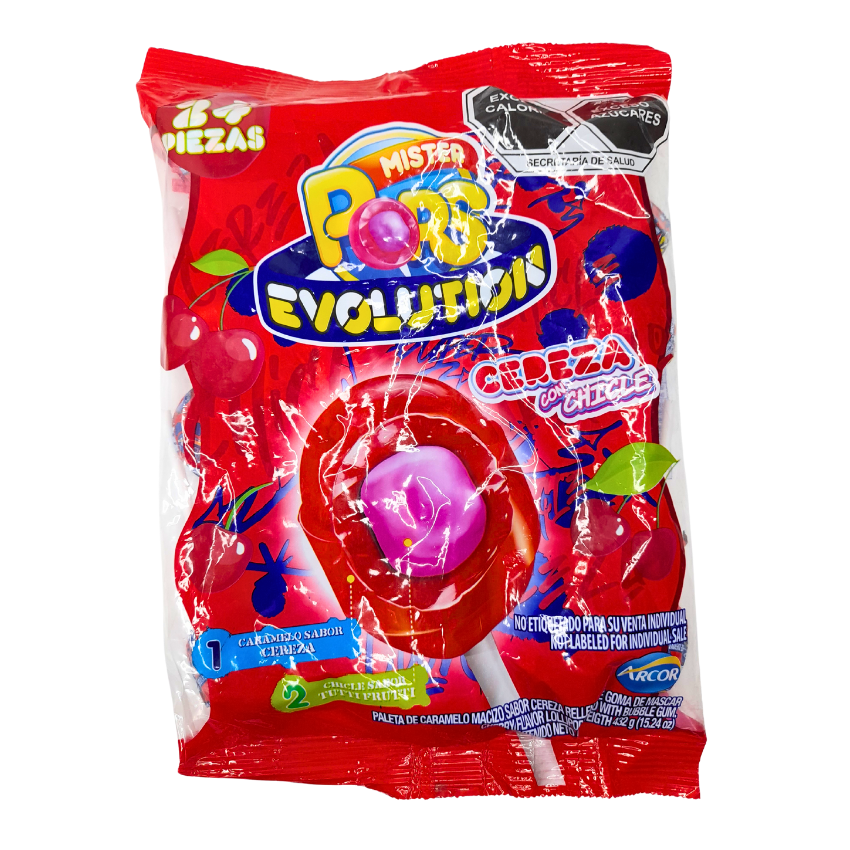 Arcor Paleta Mister Pops Evolution Cereza 24pz