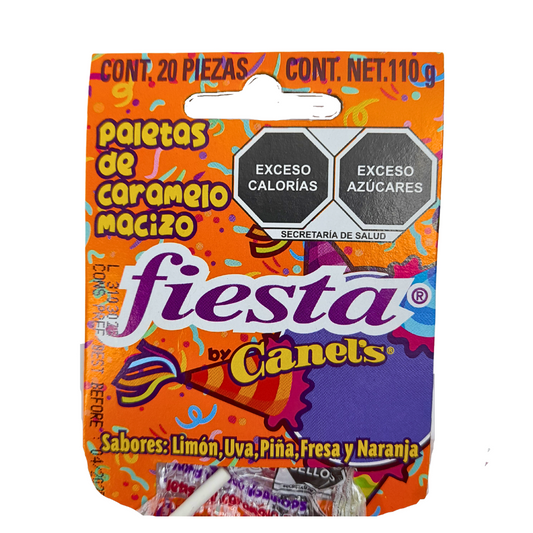 paleta de caramelo macizo con sabores frutales fiesta canels 