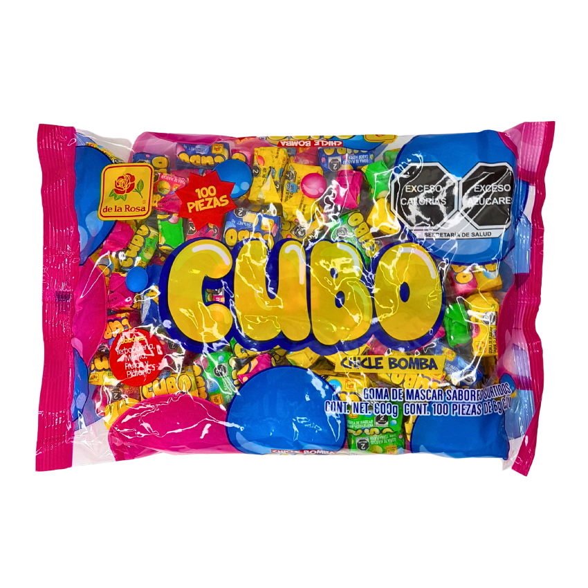 Chicle Bomba Cubo 100pz | De la Rosa | Dulcerías y Abarroteras Vázquez
