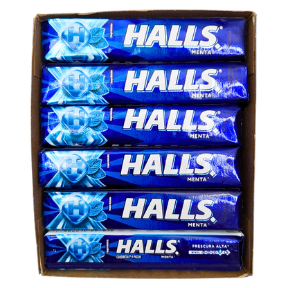 pastilla de caramelo macizo refrescante halls menta adams