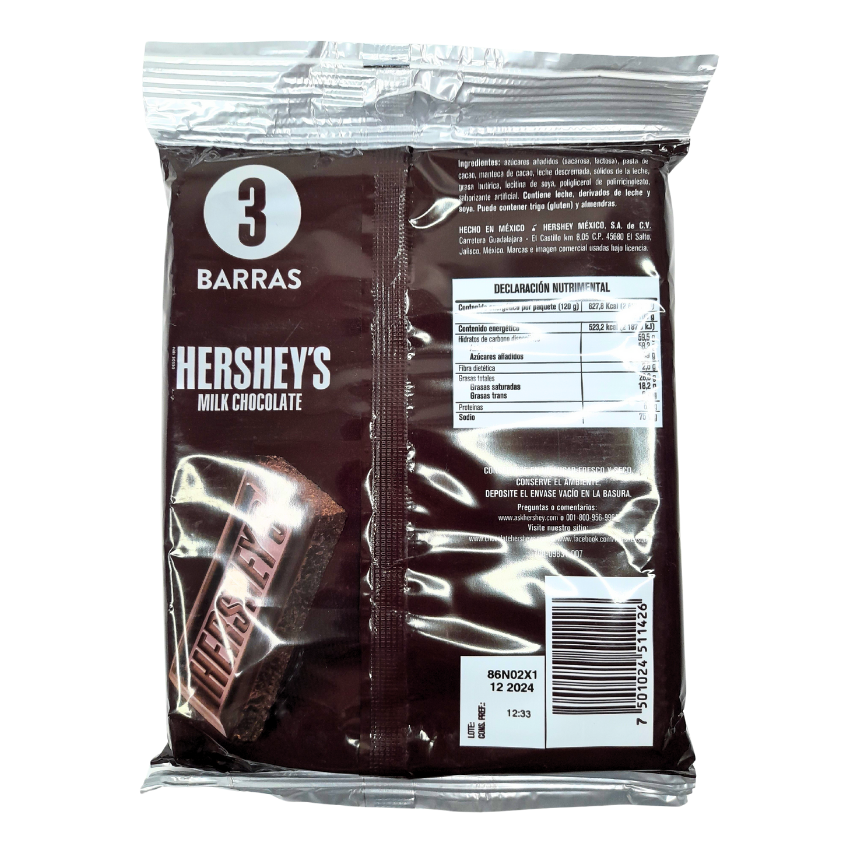 Hershey’s Barra Chocolate Con Leche 40gr 3pz