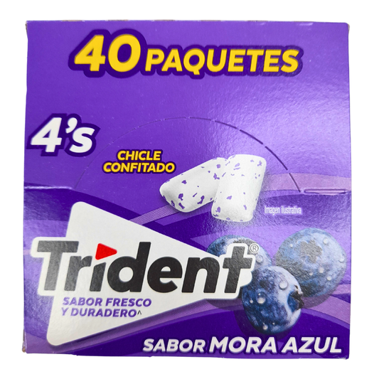 Adams Chicle Trident 4’s Pack Mora Azul 40pz