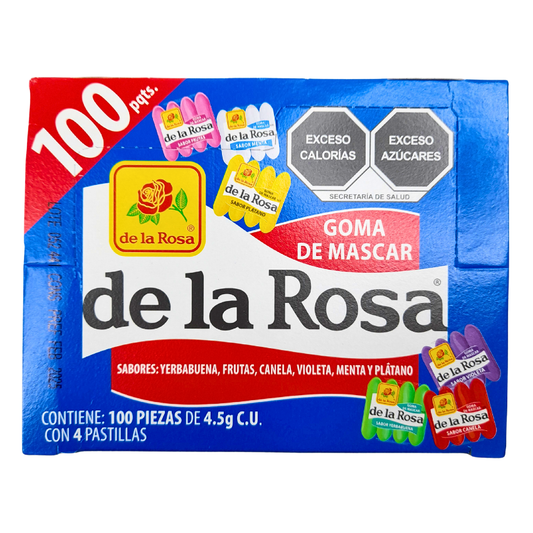 Goma de mascar De la Rosa 4’s Caja 100 Piezas