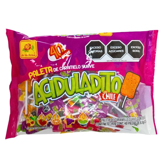 De la Rosa Paleta Suave Aciduladito Chile 40pz