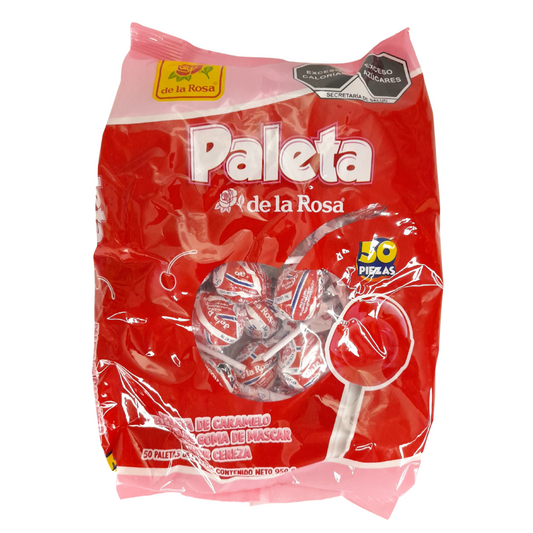 paleta de caramelo macizo rellena de chicle jumbo cereza de la rosa