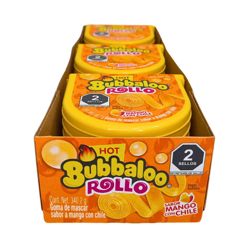 Adams Chicle Bubbaloo Rollo Mango Enchilado 6pz