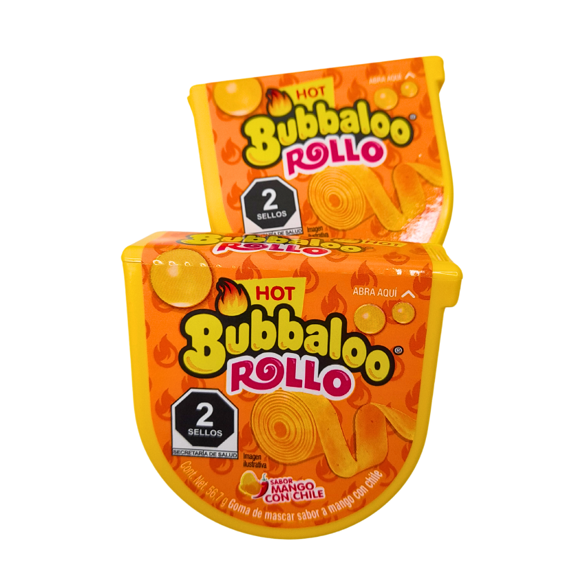 Adams Chicle Bubbaloo Rollo Mango Enchilado 6pz