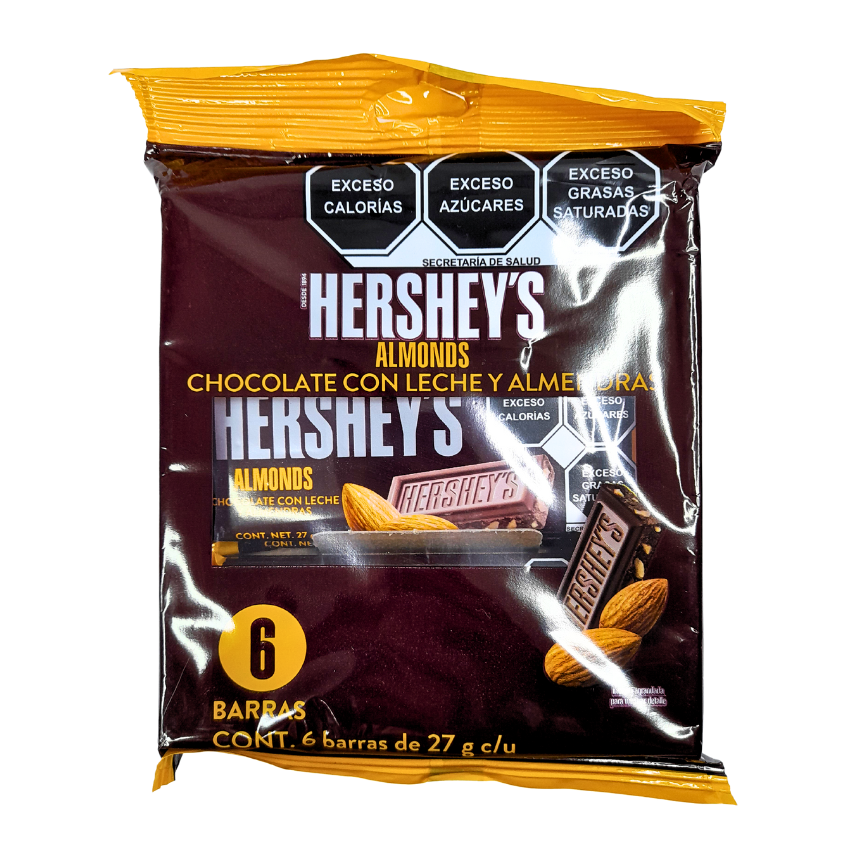 Hershey's Barra Chocolate Almendras 27gr 6pz