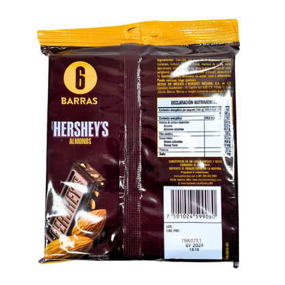 Hershey's Barra Chocolate Almendras 27gr 6pz