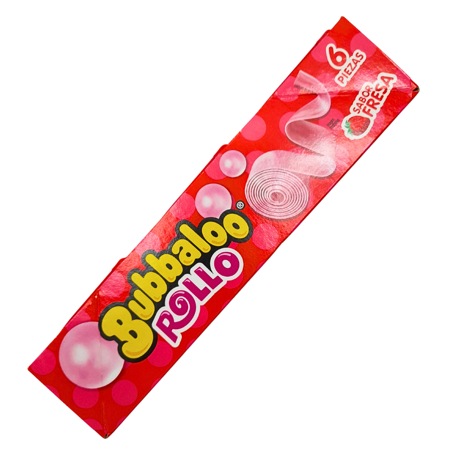 goma de mascar enrollada sabor fresa bubbaloo rollo adams