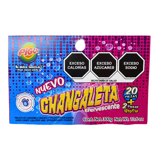 Dulces Pigüi Paleta Changaleta Efervescente 20pz