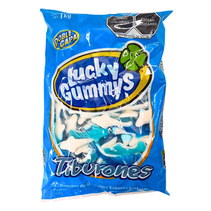 gomitas de grenetina lucky gummys tiburones sabor mora