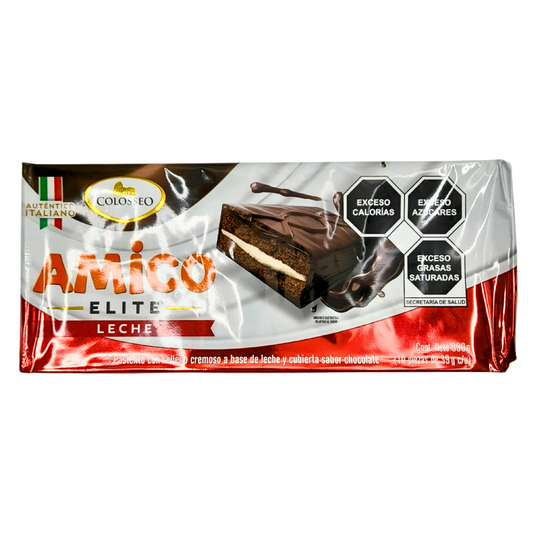 pastelito de chocolate con relleno de crema cubierto con chocolate con leche amigo elite colosseo