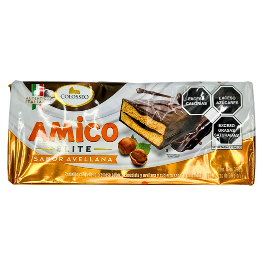 pastelito de avellana con relleno de crema cubierto con chocolate con leche amigo elite colosseo