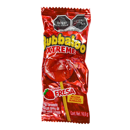 paleta de caramelo macizo rellena con goma de mascar bubbaloo xtreme adams