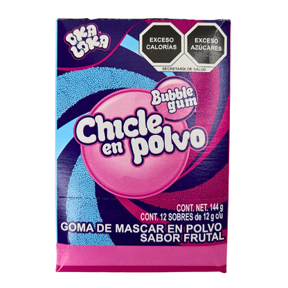 sobrecitos de chicle en polvo sabores frutales oka loka