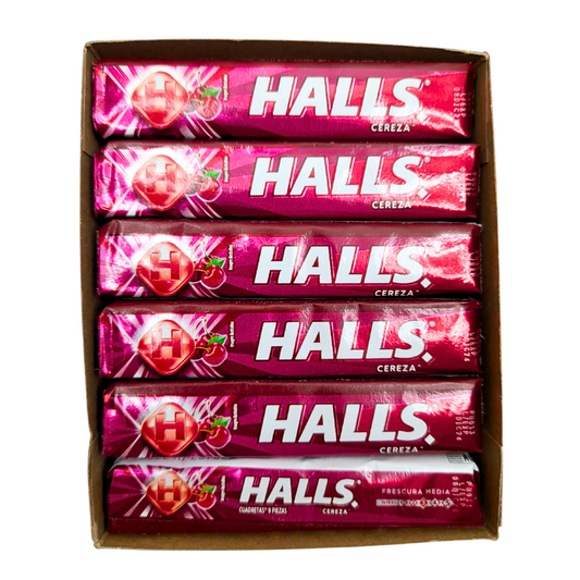 pastilla de caramelo macizo refrescante halls cereza adams