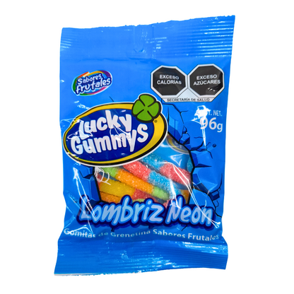 Gomitas Lucky Gummy Lombrices Neón 96gr